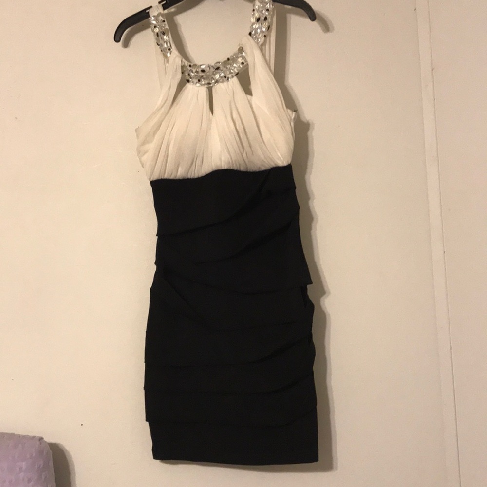 Black and white tight dress